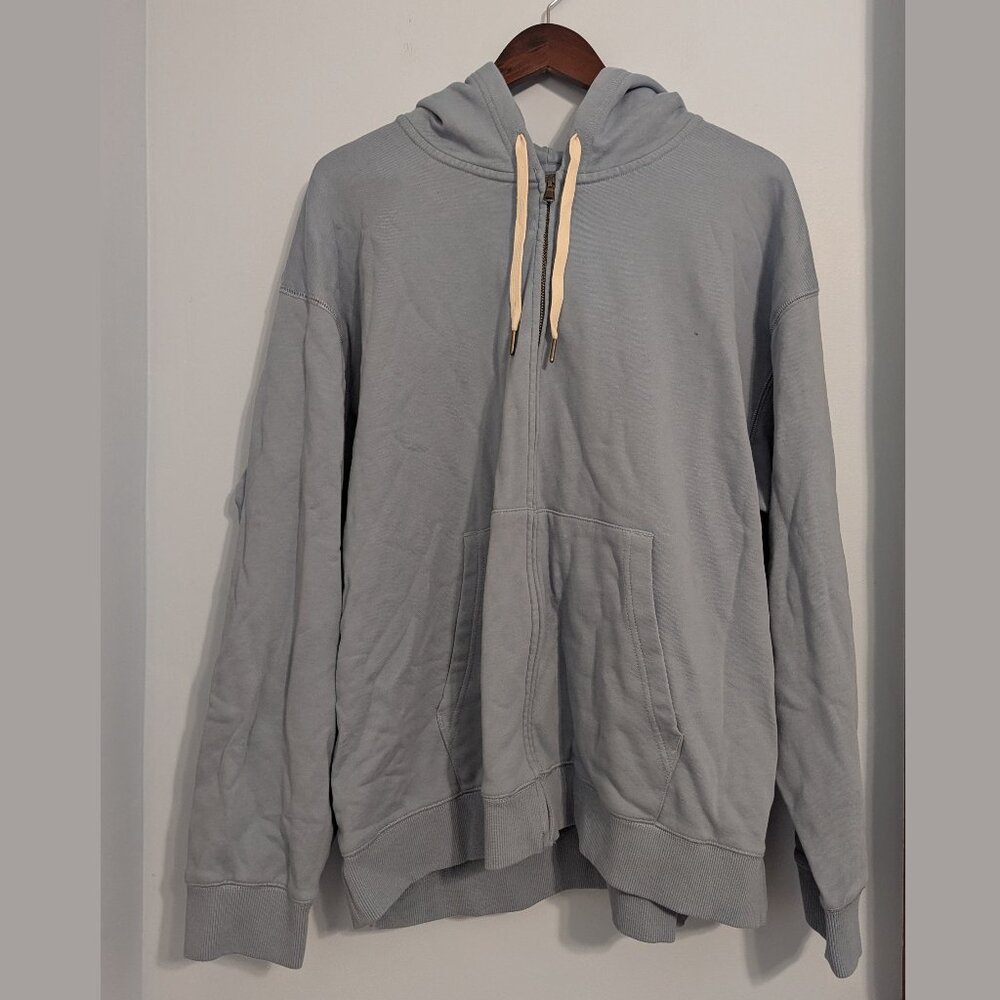 Lands' End Serious Sweats Full Zip Hoodie - Light Blue - Size XL (46-48) - NWT
